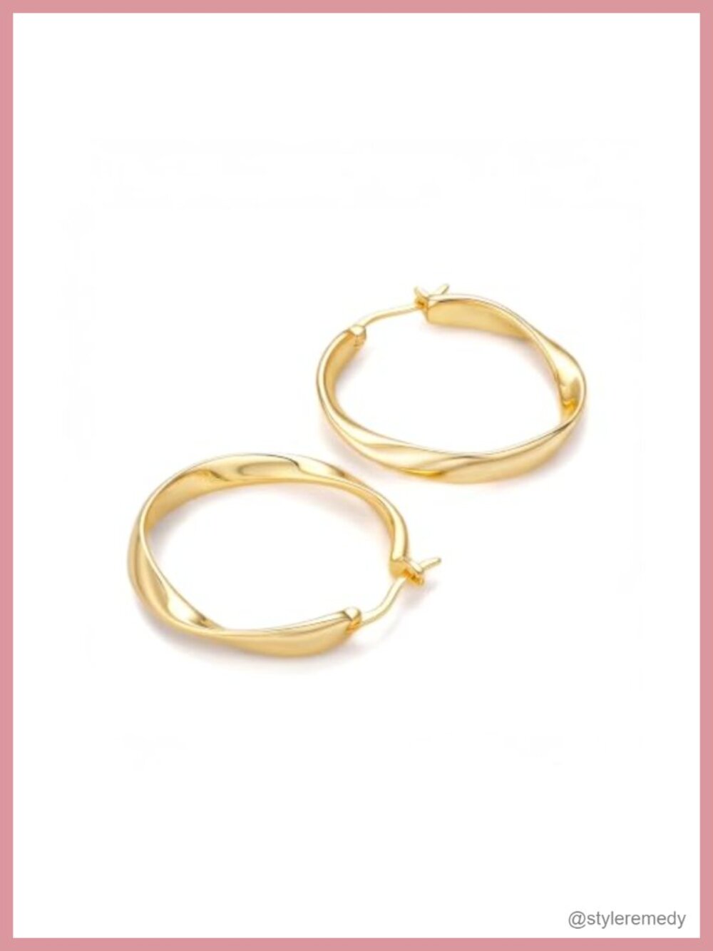 14K Gold Twisted Wave Hoop Earrings for Women 25/30MM